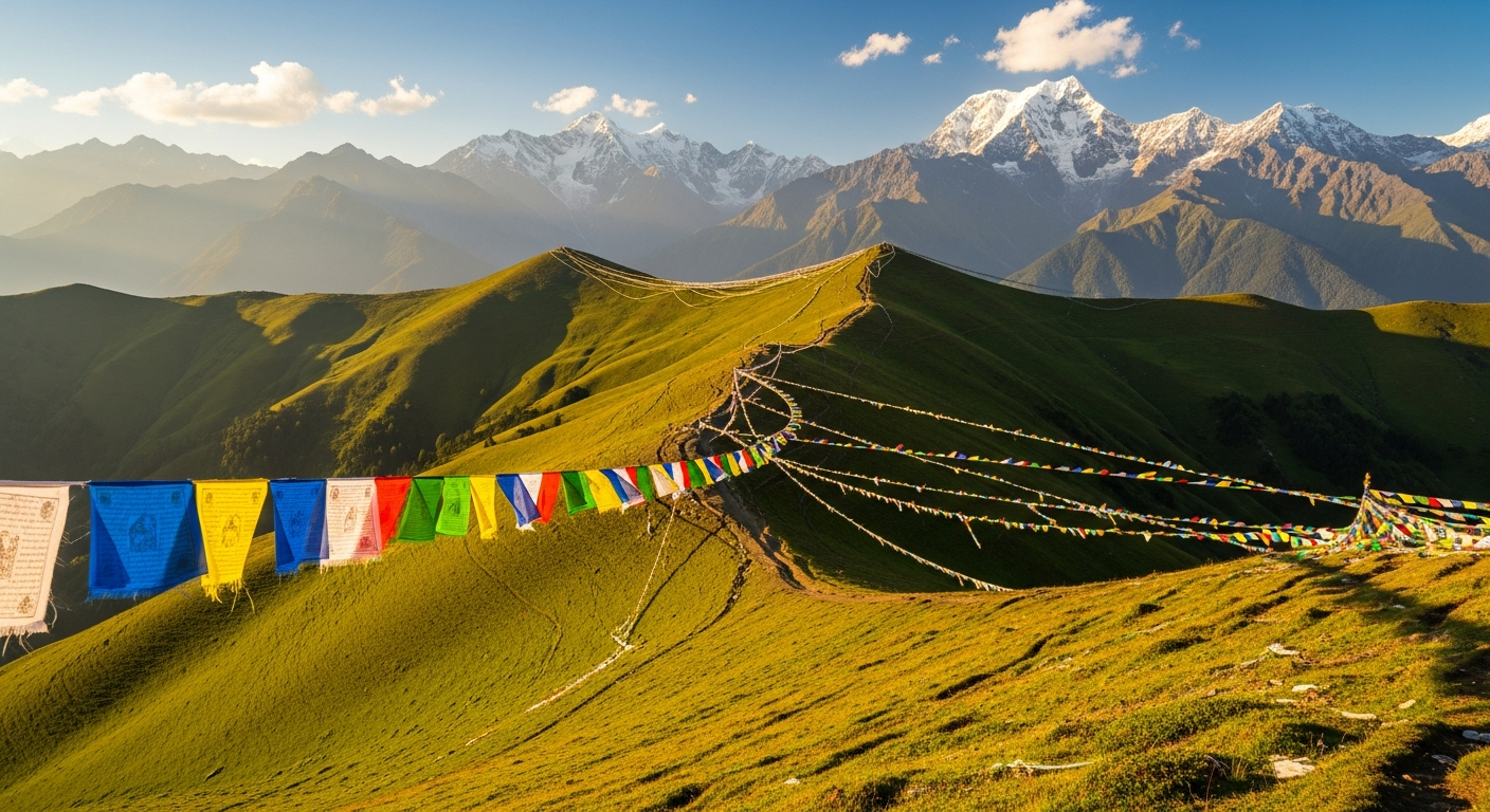 Prayer flags above the valley